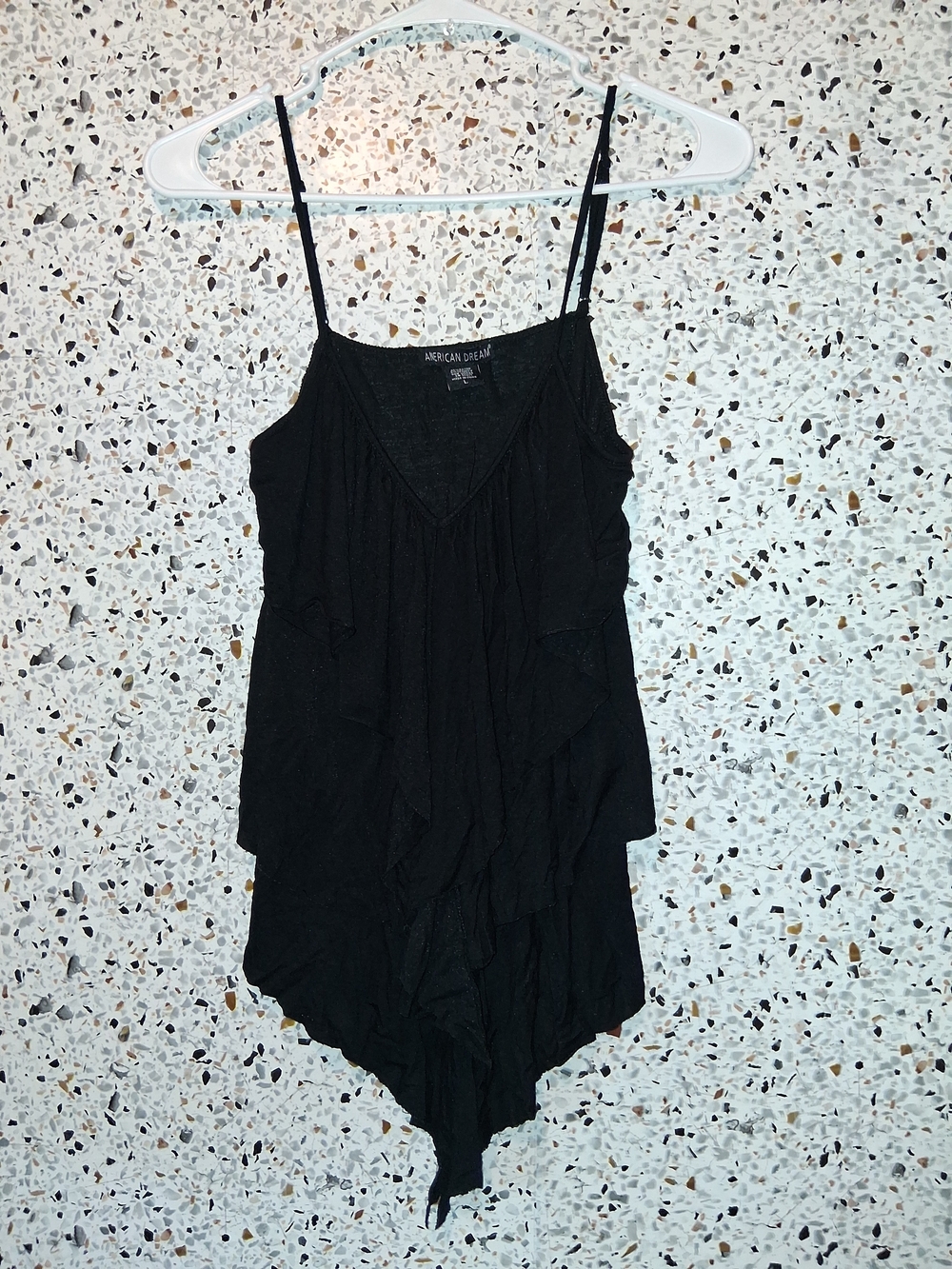 Women's American Dream Ruffled Camisole Size Large Black Soft Material